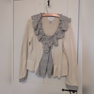 Chadwicks Cream and Gray Cardigan Sweater